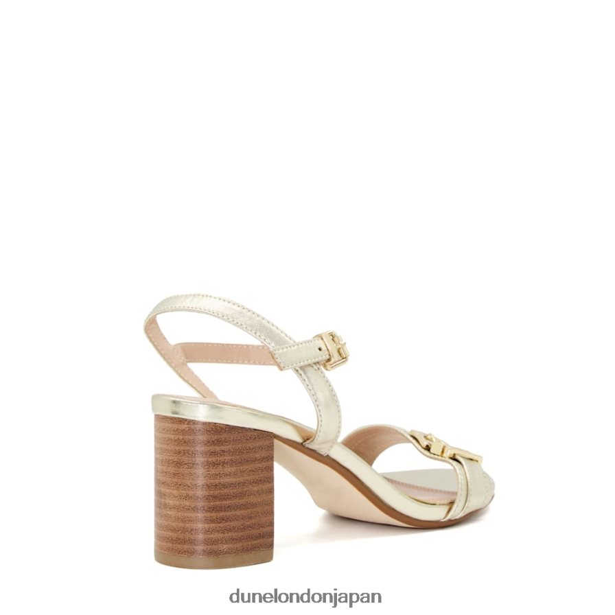 ジェシー バックルストラップ ブロックヒール サンダル 金 女性 Dune London 4JB82R192