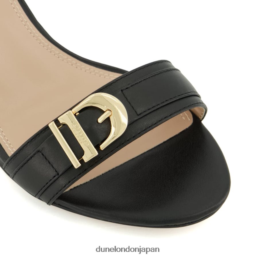 ジェシー ワイドフィット ブランドバックルヒールサンダル 黒 女性 Dune London 4JB82R196