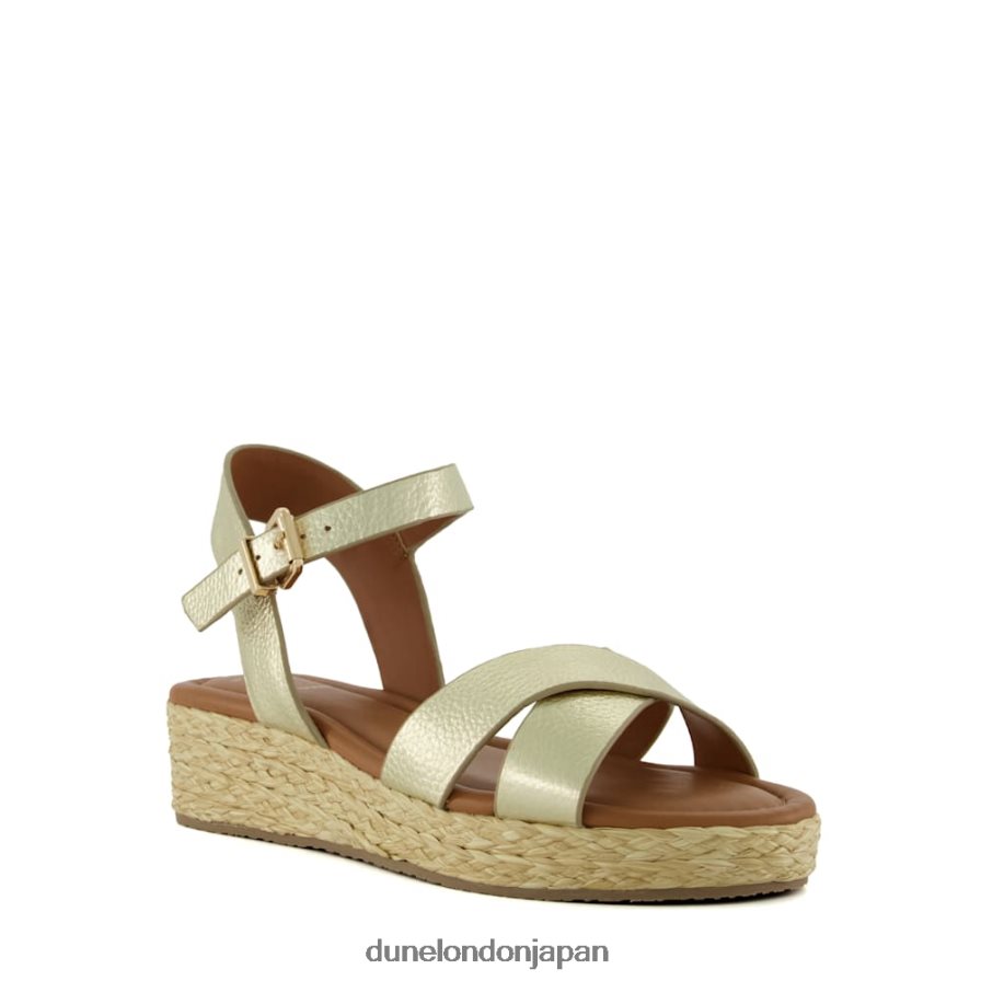 リニー ワイドフィットウーブンフラットフォームサンダル 金 女性 Dune London 4JB82R198
