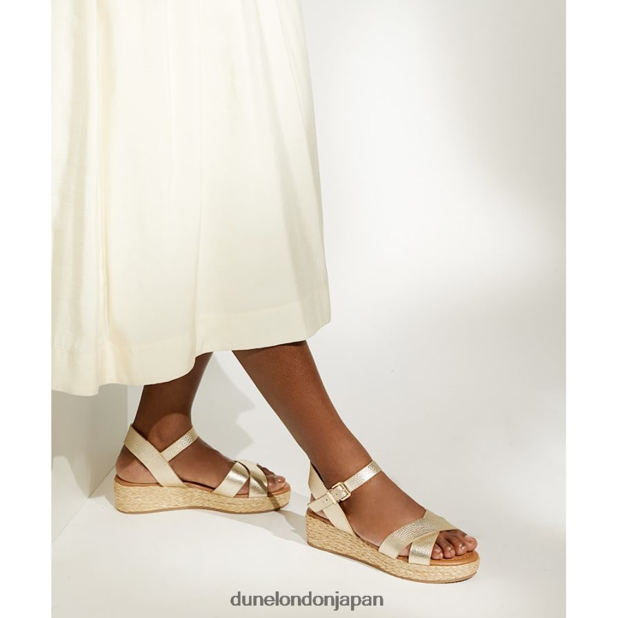 リニー ワイドフィットウーブンフラットフォームサンダル 金 女性 Dune London 4JB82R198