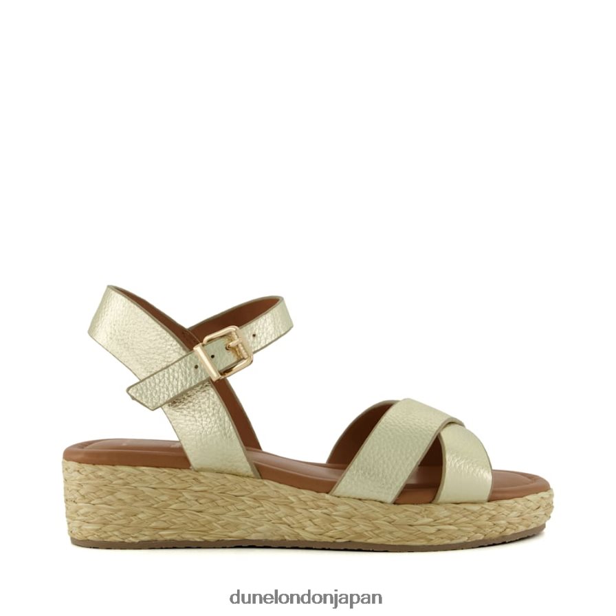 リニー ワイドフィットウーブンフラットフォームサンダル 金 女性 Dune London 4JB82R198