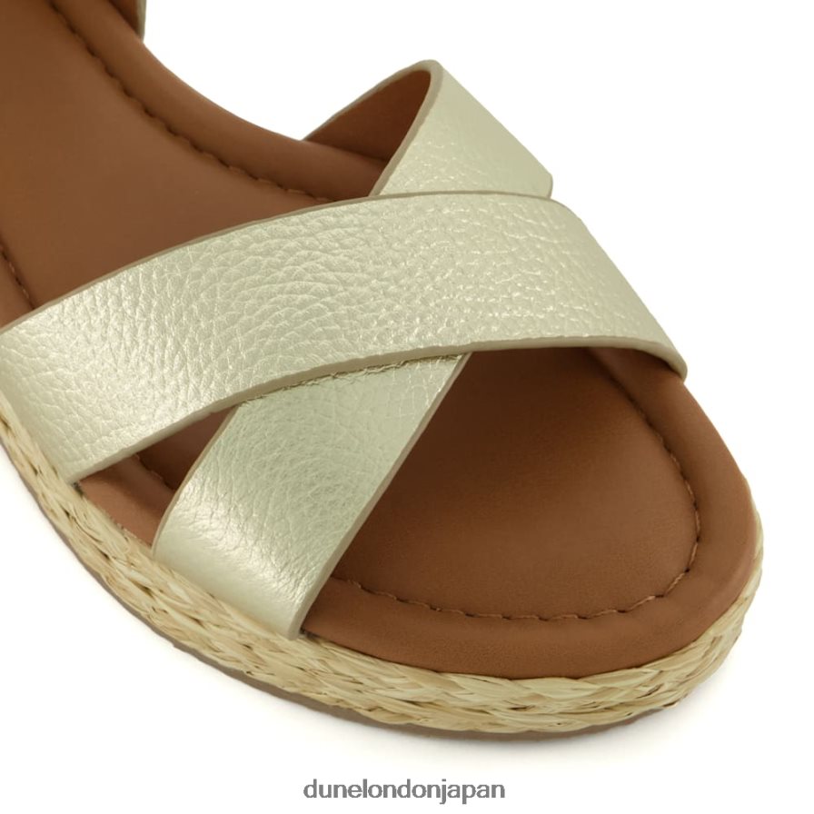リニー ワイドフィットウーブンフラットフォームサンダル 金 女性 Dune London 4JB82R198