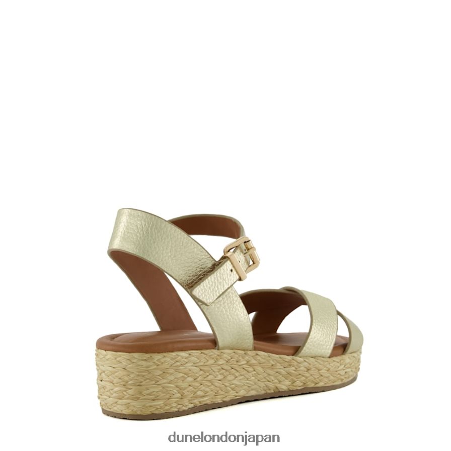 リニー ワイドフィットウーブンフラットフォームサンダル 金 女性 Dune London 4JB82R198