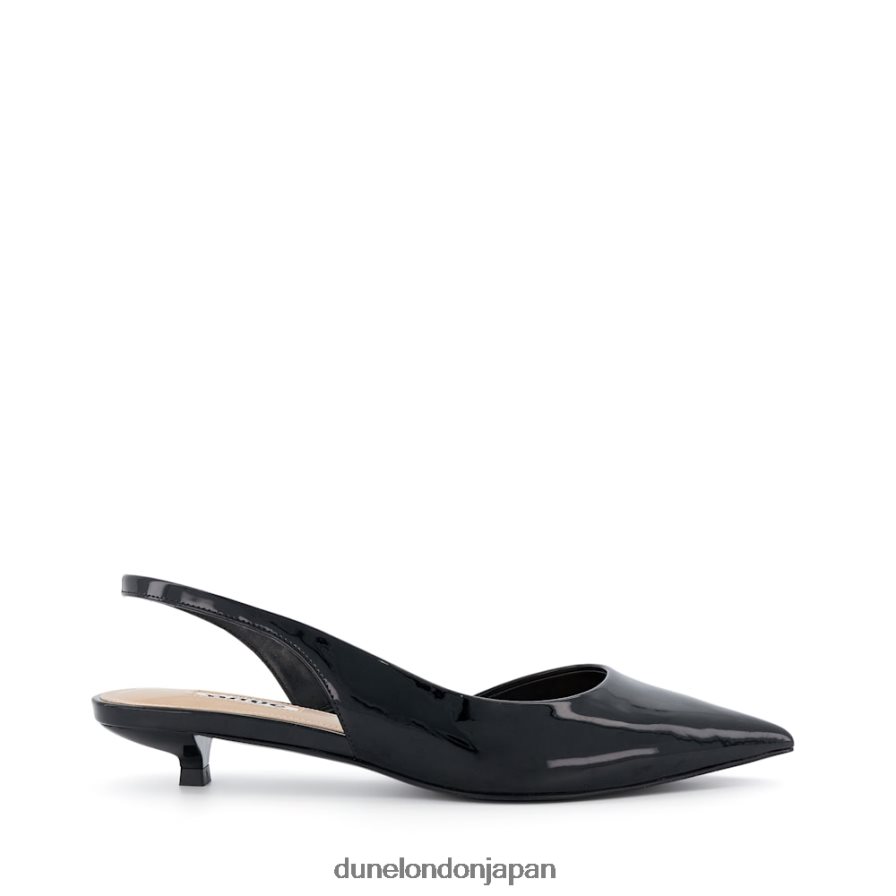 穏やかな キトゥンヒール スリングバック コートシューズ 黒 女性 Dune London 4JB82R19