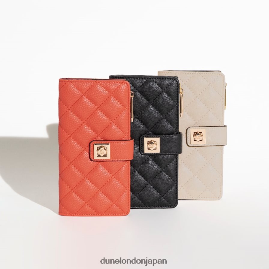 クリントン ターンロックストラップ キルティングカードホルダー オレンジ 女性 Dune London 4JB82R202
