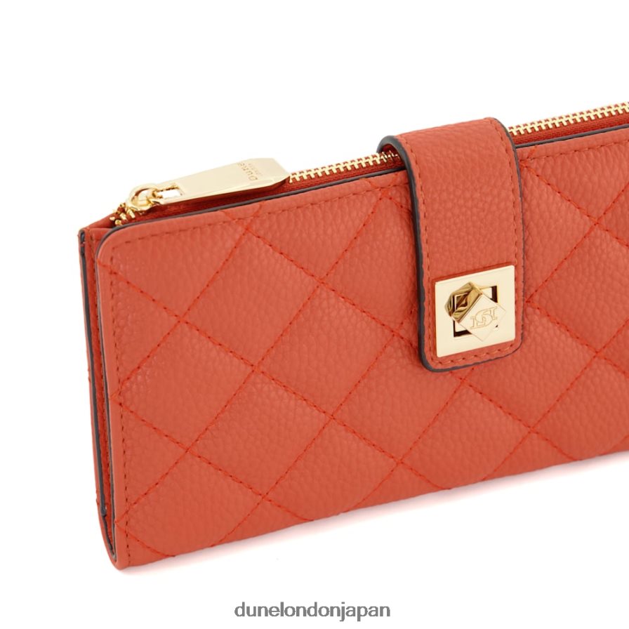 クリントン ターンロックストラップ キルティングカードホルダー オレンジ 女性 Dune London 4JB82R202
