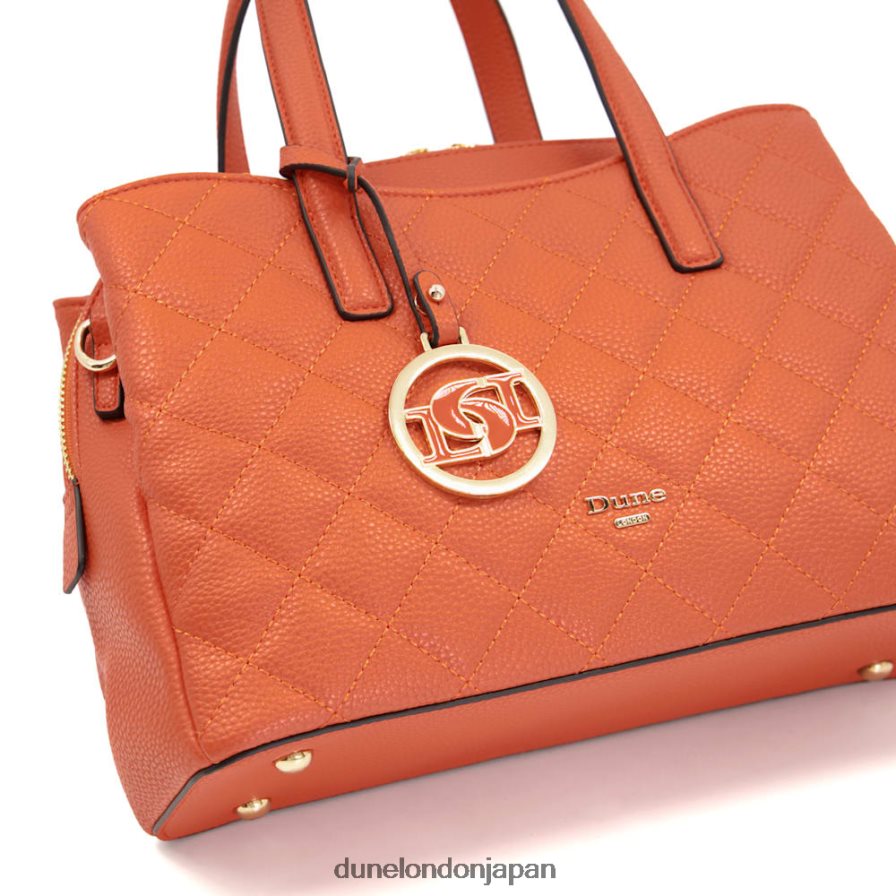 侮辱する ダイヤモンドキルティング スモール トートバッグ オレンジ 女性 Dune London 4JB82R209