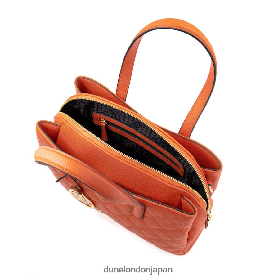 侮辱する ダイヤモンドキルティング スモール トートバッグ オレンジ 女性 Dune London 4JB82R209