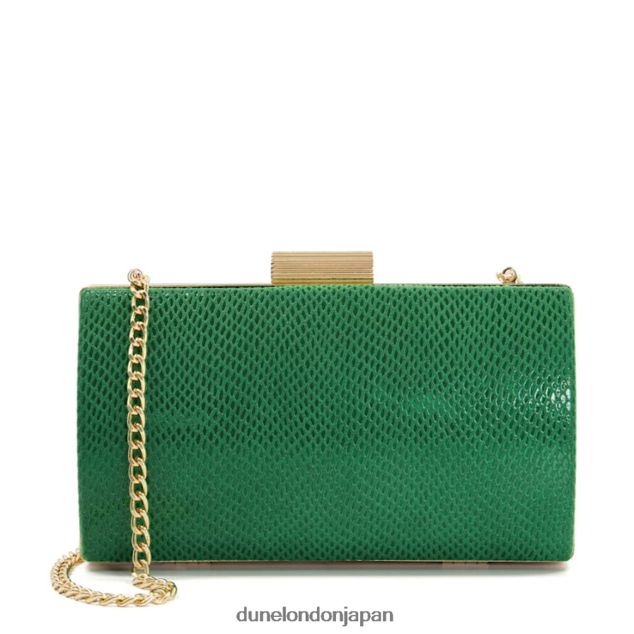 ベルビュー レプタイルエフェクト エッチングクラスプ ボックスクラッチ 緑 女性 Dune London 4JB82R225