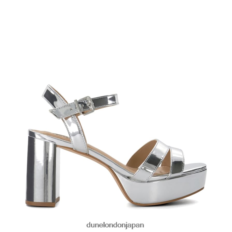 溶けた メタリックミッドプラットフォームサンダル 銀 女性 Dune London 4JB82R22