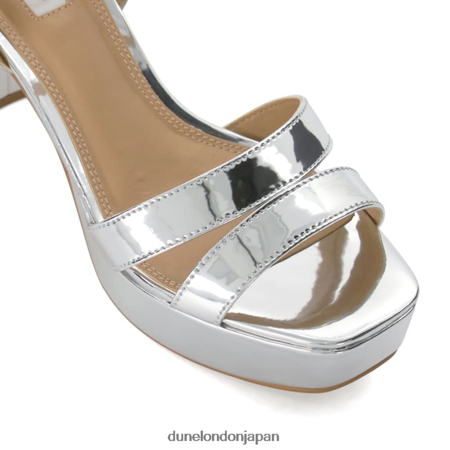 溶けた メタリックミッドプラットフォームサンダル 銀 女性 Dune London 4JB82R22