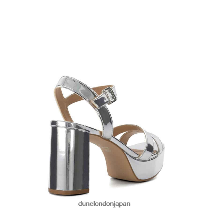 溶けた メタリックミッドプラットフォームサンダル 銀 女性 Dune London 4JB82R22