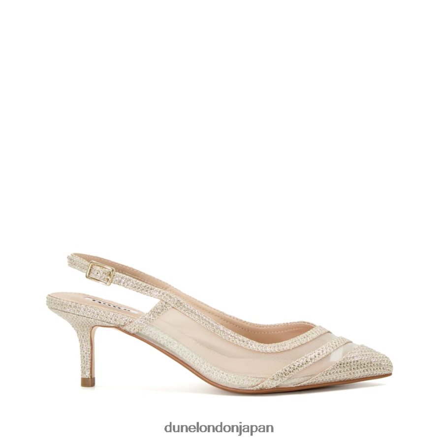 ディロン メッシュトリム スリングバック コートシューズ 金 女性 Dune London 4JB82R233