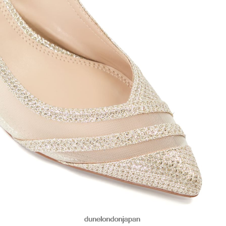 ディロン メッシュトリム スリングバック コートシューズ 金 女性 Dune London 4JB82R233