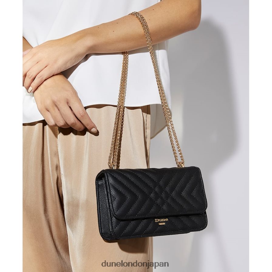 エドルキエ キルティングチェーンハンドルショルダーバッグ 黒 女性 Dune London 4JB82R249