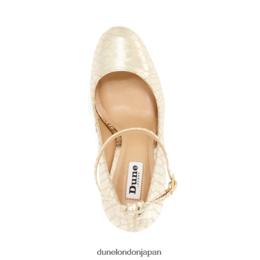 アーティスト アンクルストラップ メタリックレザー プラットフォームコート 金 女性 Dune London 4JB82R268