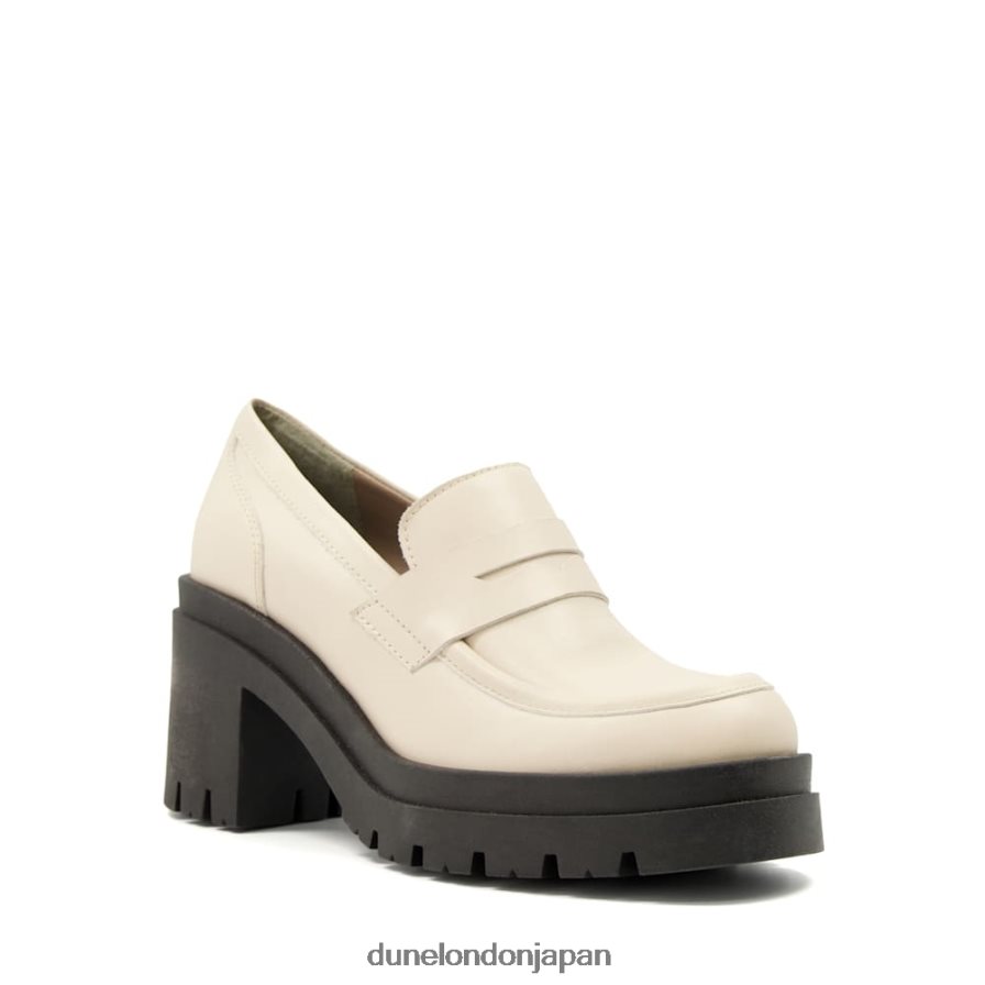 接地された レザーブロックヒールローファー 生成り 女性 Dune London 4JB82R272