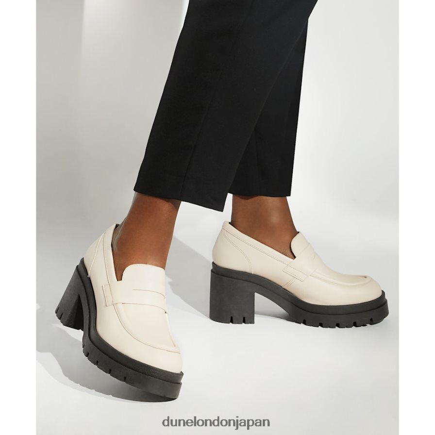 接地された レザーブロックヒールローファー 生成り 女性 Dune London 4JB82R272