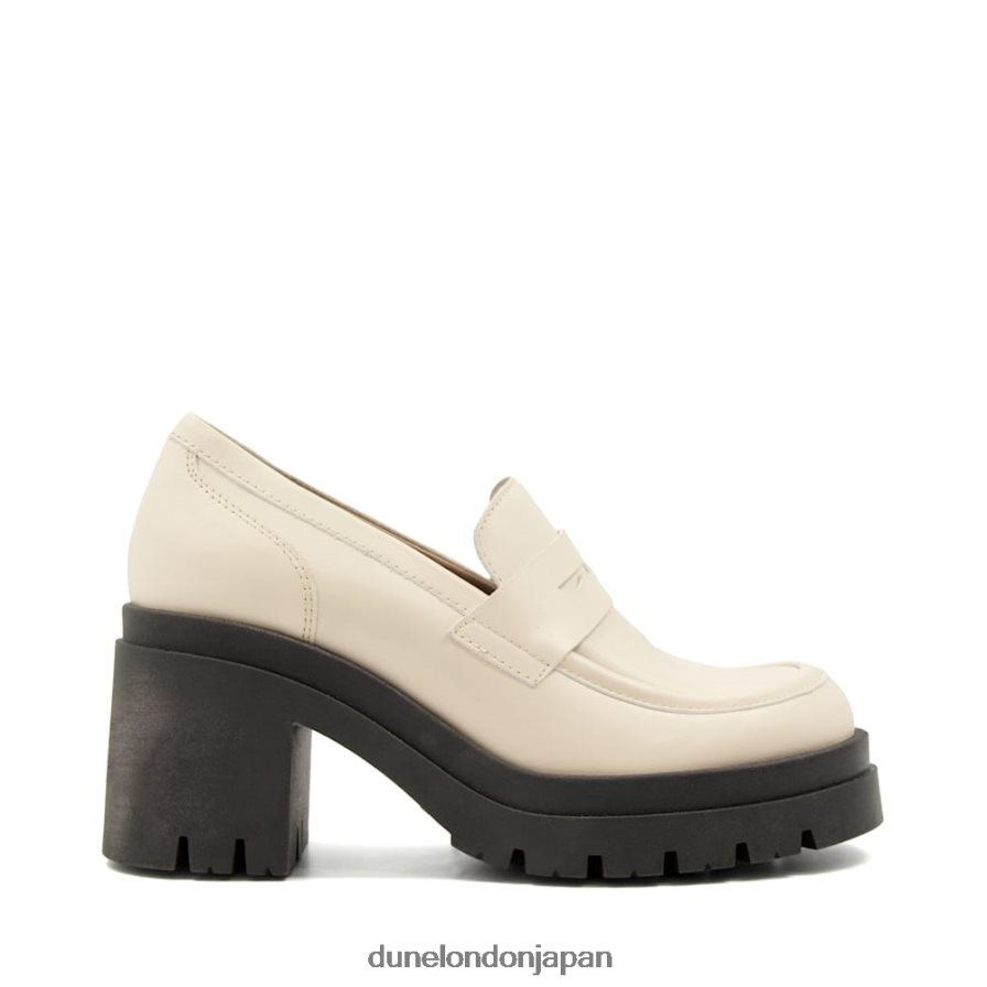 接地された レザーブロックヒールローファー 生成り 女性 Dune London 4JB82R272