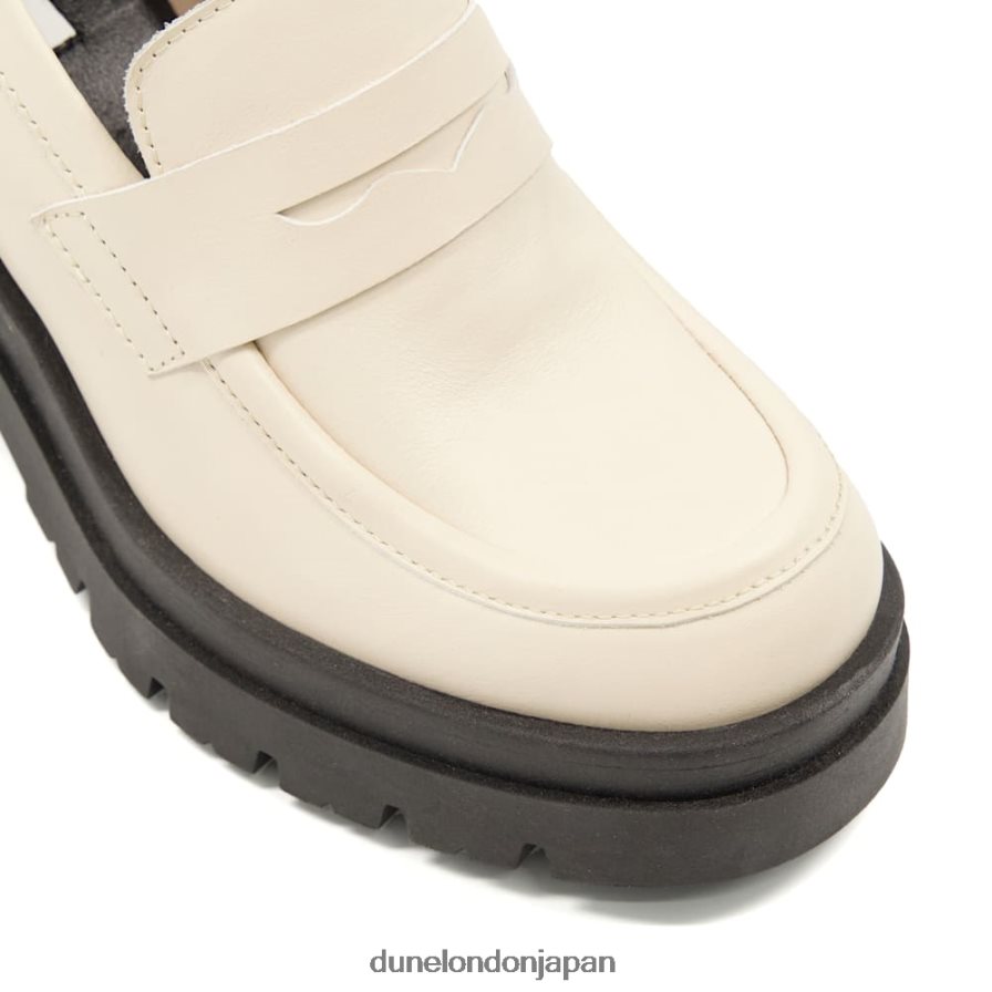 接地された レザーブロックヒールローファー 生成り 女性 Dune London 4JB82R272