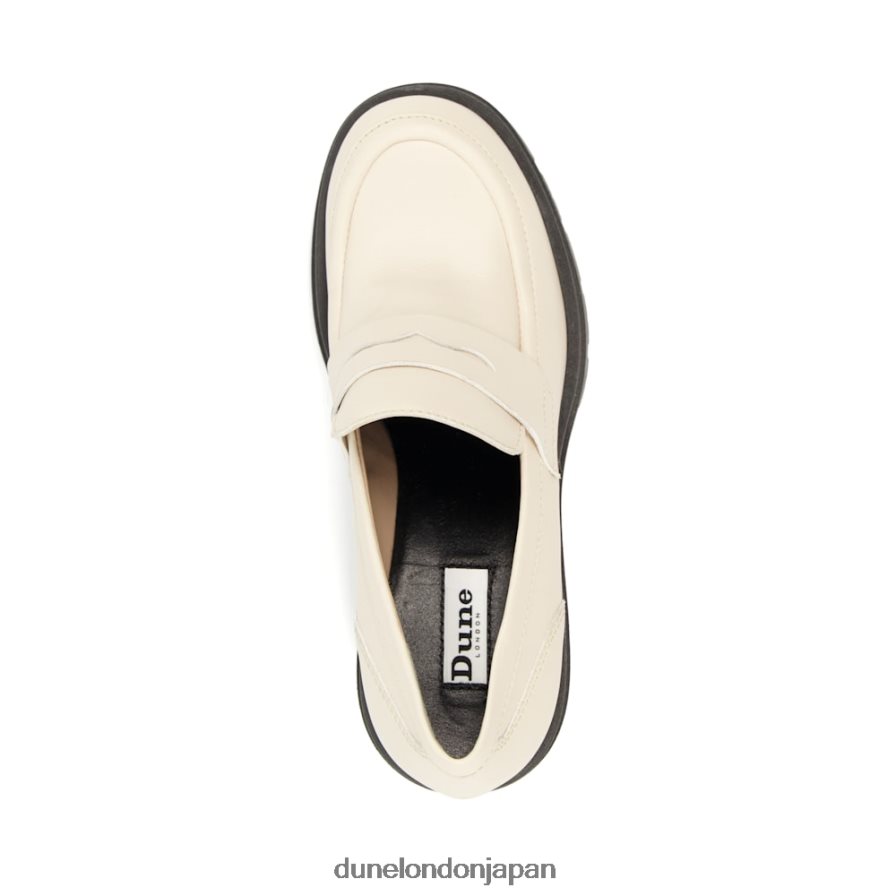 接地された レザーブロックヒールローファー 生成り 女性 Dune London 4JB82R272