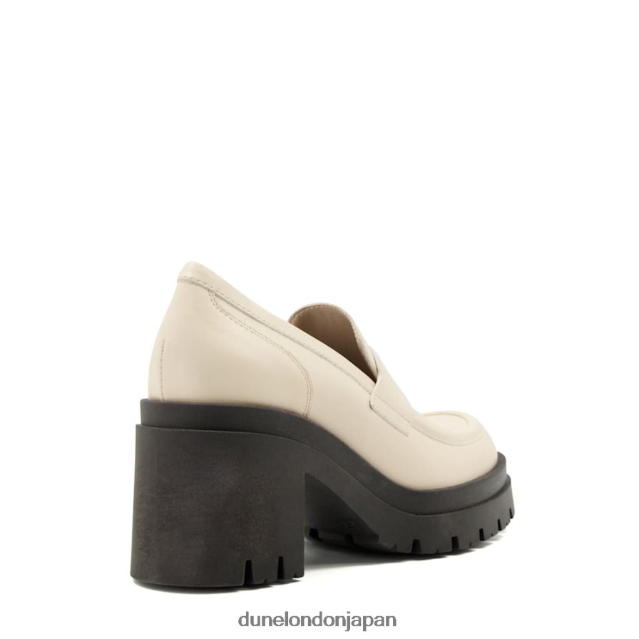 接地された レザーブロックヒールローファー 生成り 女性 Dune London 4JB82R272