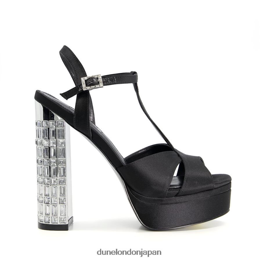 かける ジュエルヒール プラットフォームサンダル 黒 女性 Dune London 4JB82R274