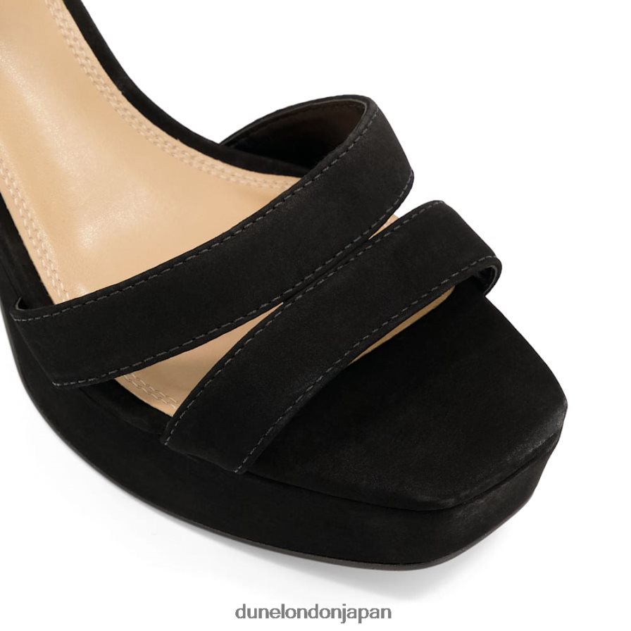 溶けた スエードミッドプラットフォームサンダル 黒 女性 Dune London 4JB82R277