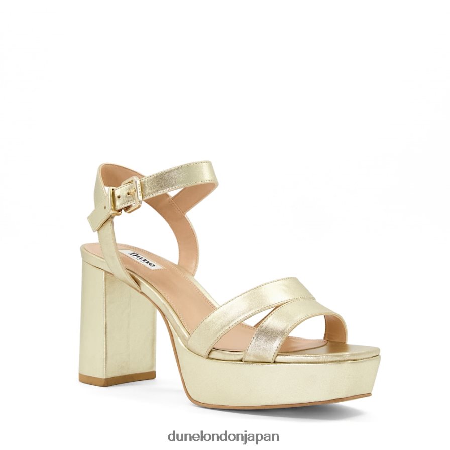 溶けた メタリックレザー プラットフォームサンダル 金 女性 Dune London 4JB82R278