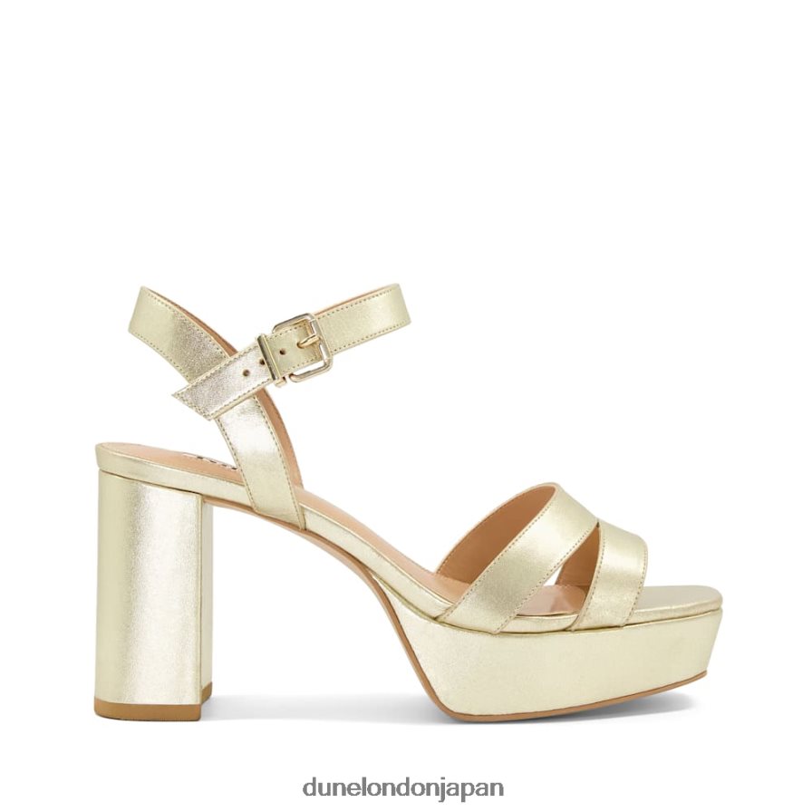溶けた メタリックレザー プラットフォームサンダル 金 女性 Dune London 4JB82R278