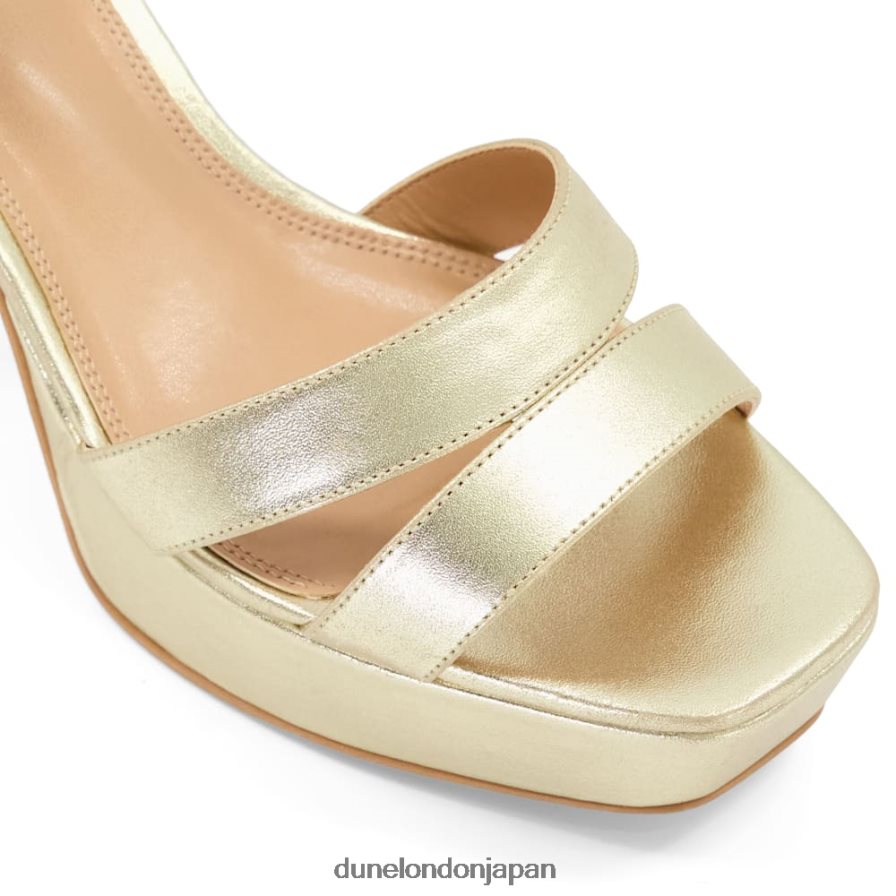 溶けた メタリックレザー プラットフォームサンダル 金 女性 Dune London 4JB82R278