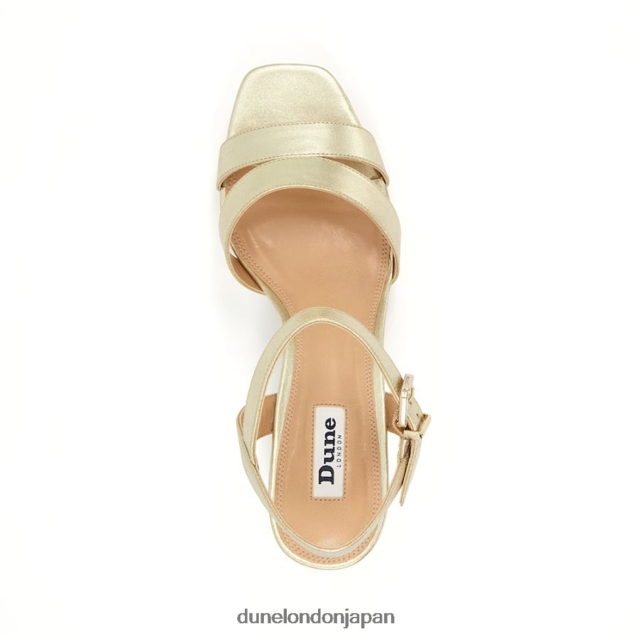 溶けた メタリックレザー プラットフォームサンダル 金 女性 Dune London 4JB82R278