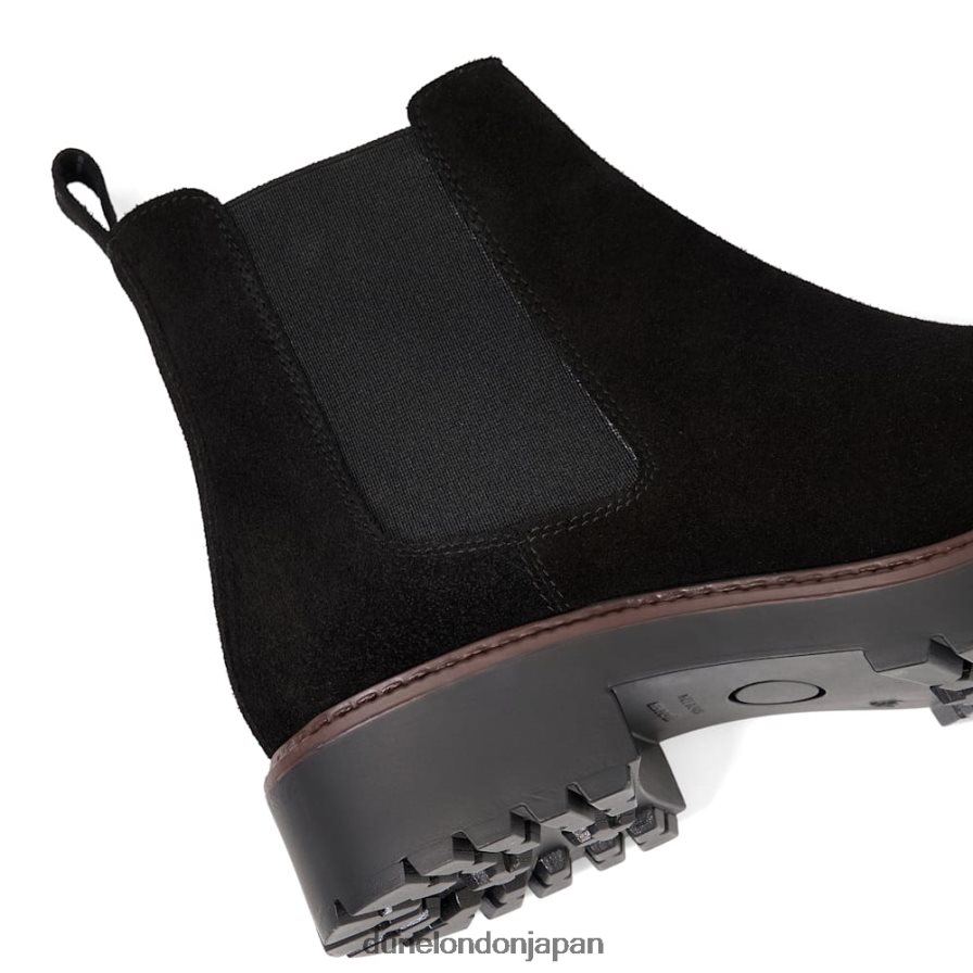 ポーチ スエードチェルシーブーツ 黒 女性 Dune London 4JB82R279