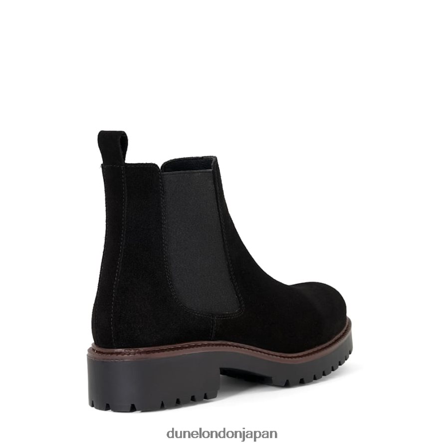 ポーチ スエードチェルシーブーツ 黒 女性 Dune London 4JB82R279