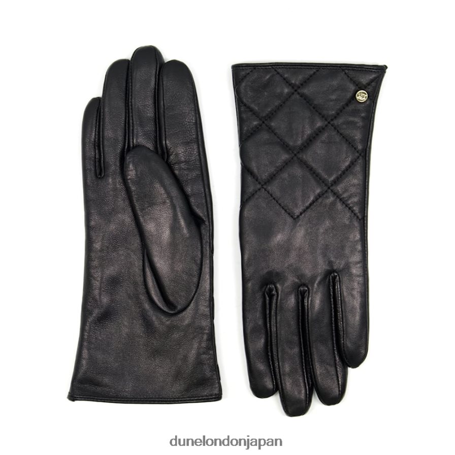 イナラ キルティングレザー手袋 黒 女性 Dune London 4JB82R281