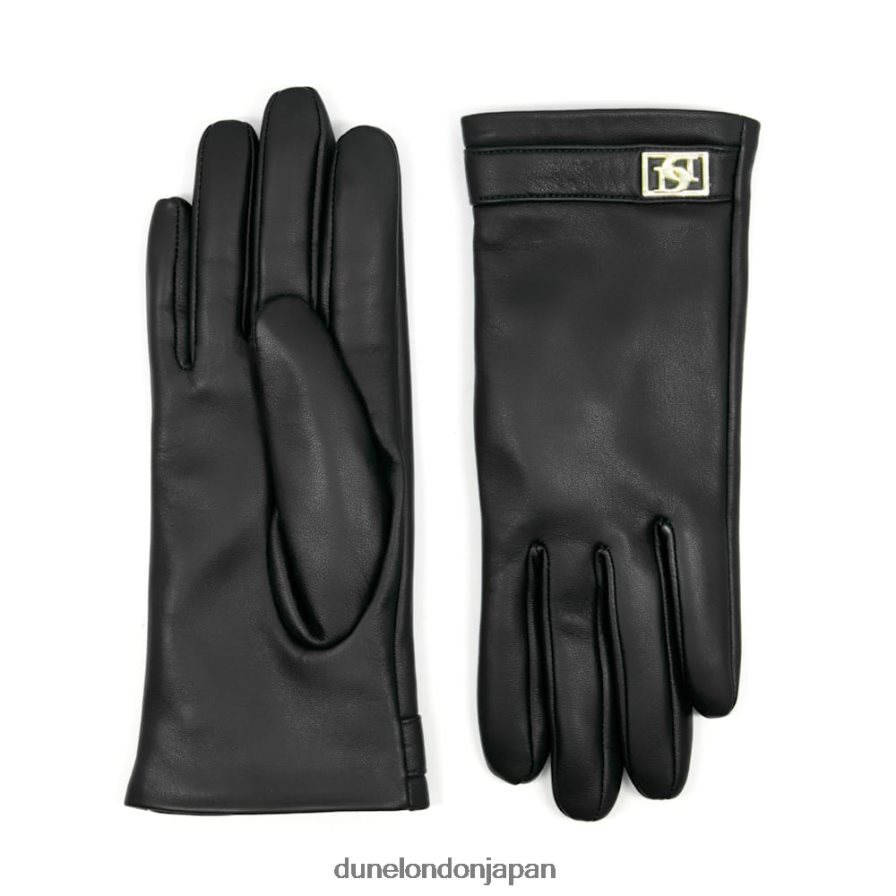 イレンナ メタルモノグラムトリムレザーグローブ 黒 女性 Dune London 4JB82R282