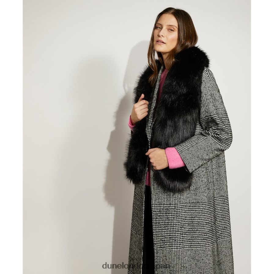 ランダン ふわふわのフェイクファースカーフ 黒 女性 Dune London 4JB82R286
