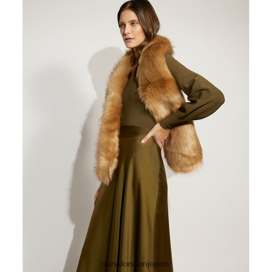ランダン ふわふわのフェイクファースカーフ キャメル 女性 Dune London 4JB82R287