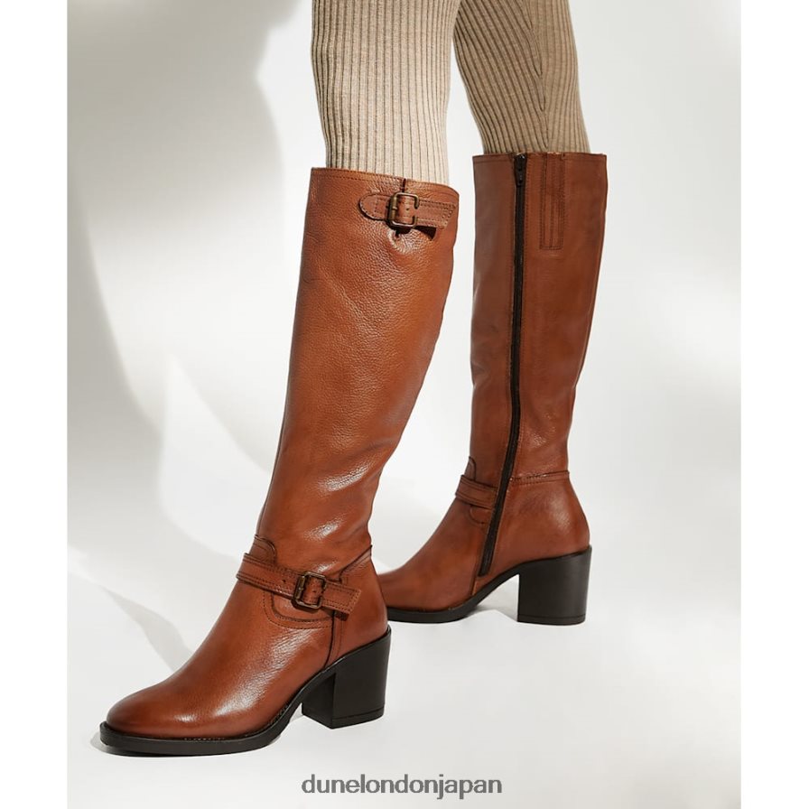 トレリーズ レザーバックルヒールニーハイブーツ 黄褐色 女性 Dune London 4JB82R298
