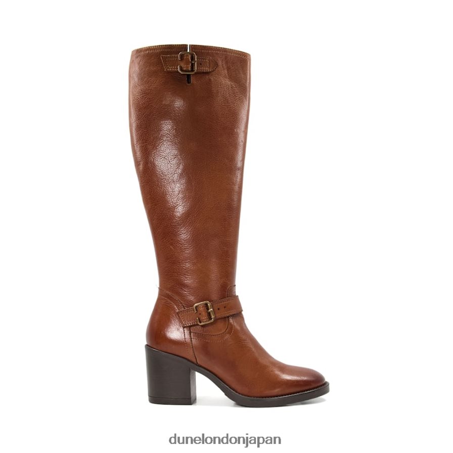 トレリーズ レザーバックルヒールニーハイブーツ 黄褐色 女性 Dune London 4JB82R298