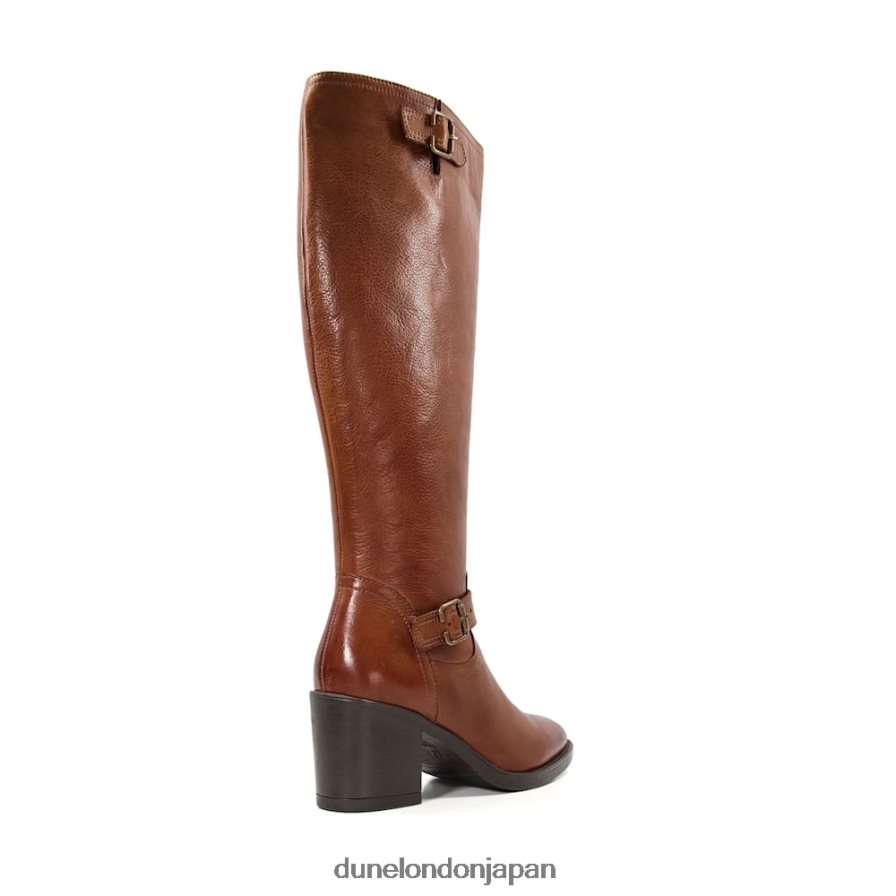トレリーズ レザーバックルヒールニーハイブーツ 黄褐色 女性 Dune London 4JB82R298