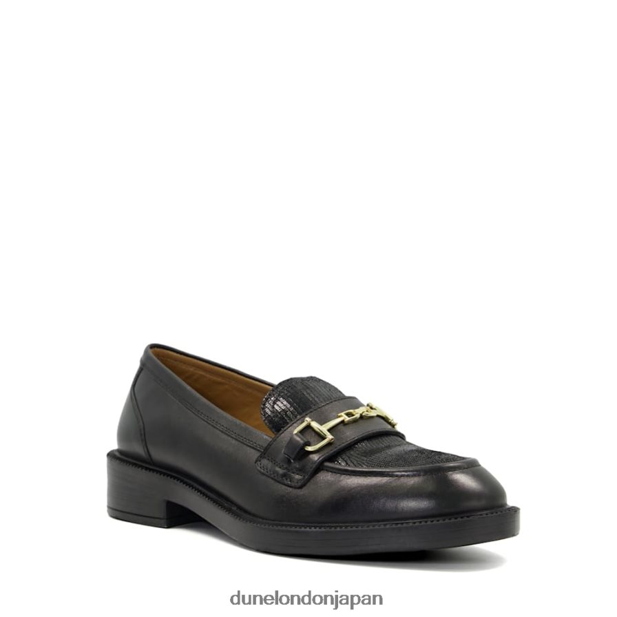 グリッド レザー スナッフルトリム ローファー 黒 女性 Dune London 4JB82R299