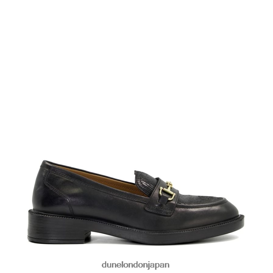 グリッド レザー スナッフルトリム ローファー 黒 女性 Dune London 4JB82R299