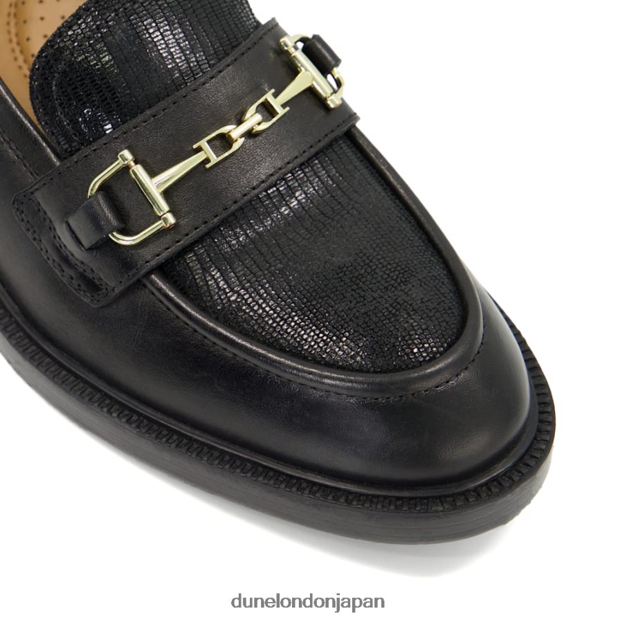グリッド レザー スナッフルトリム ローファー 黒 女性 Dune London 4JB82R299