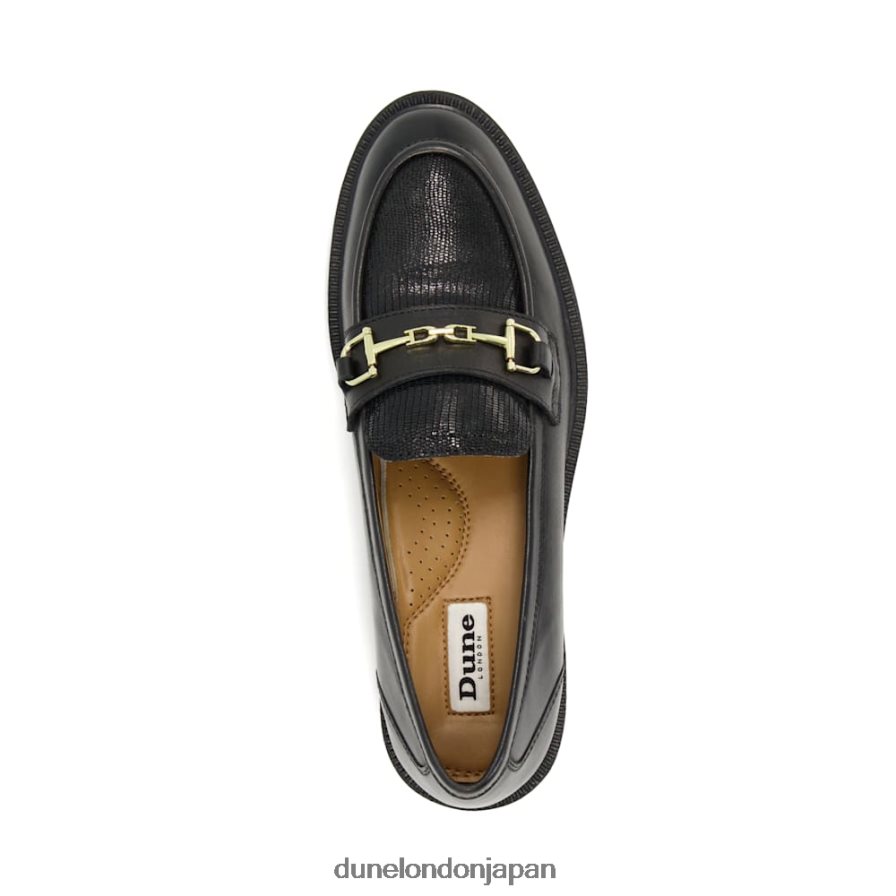 グリッド レザー スナッフルトリム ローファー 黒 女性 Dune London 4JB82R299