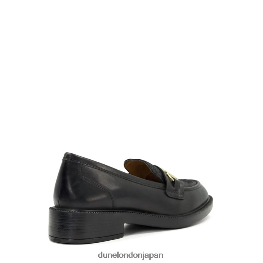 グリッド レザー スナッフルトリム ローファー 黒 女性 Dune London 4JB82R299