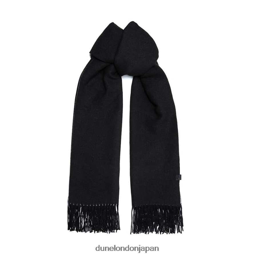 レスリー カラーブロック フリンジ スカーフ 黒 女性 Dune London 4JB82R301