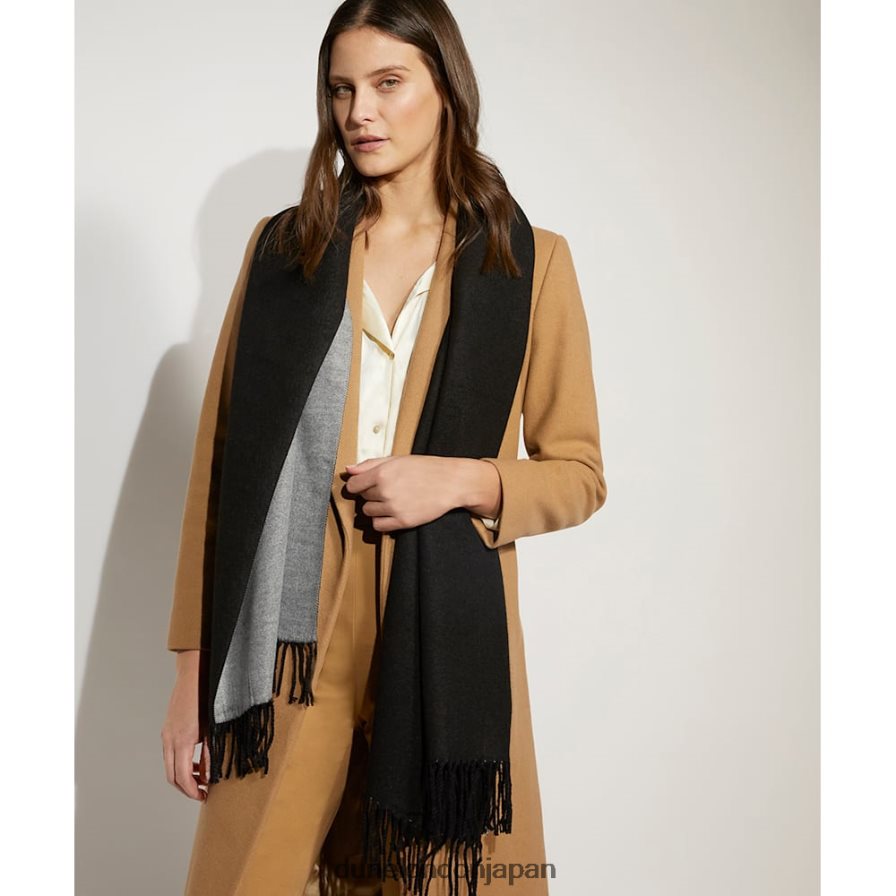 レスリー カラーブロック フリンジ スカーフ 黒 女性 Dune London 4JB82R301