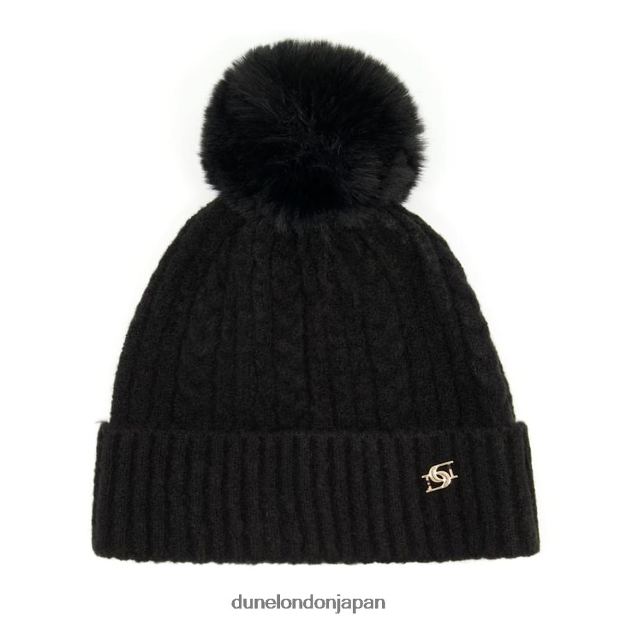 フォーリー ポンポンニットビーニーハット 黒 女性 Dune London 4JB82R302