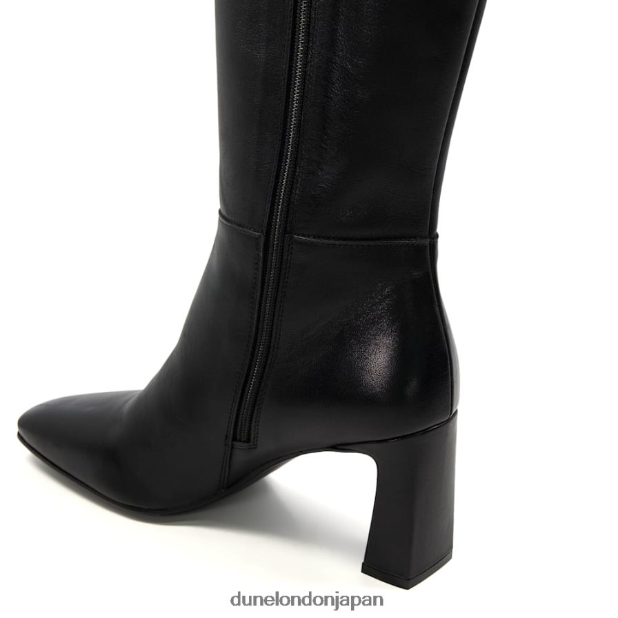 サヴォア フレアヒール レザーニーハイブーツ 黒 女性 Dune London 4JB82R304
